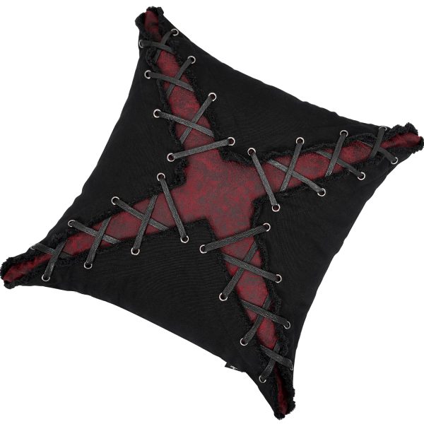 DEVIL FASHION Coussin ‘Punk’ Noir Et Rouge En Forme De X à prix d'occasion 6
