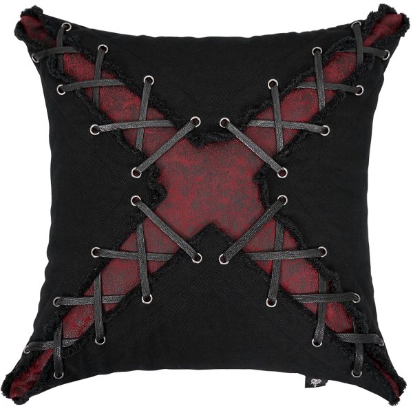 DEVIL FASHION Coussin ‘Punk’ Noir Et Rouge En Forme De X à prix d'occasion 1