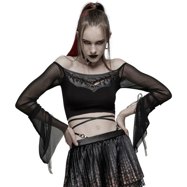 france PUNK RAVE Crop Top à Manches Longues ‘Dark Desire’ Noir 3