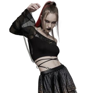 france PUNK RAVE Crop Top à Manches Longues ‘Dark Desire’ Noir 19