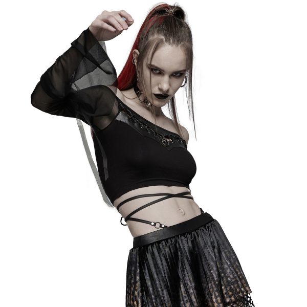 france PUNK RAVE Crop Top à Manches Longues ‘Dark Desire’ Noir 5