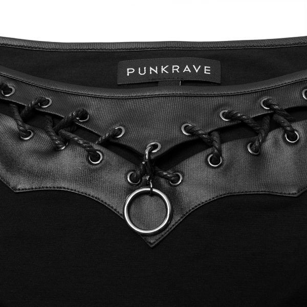 france PUNK RAVE Crop Top à Manches Longues ‘Dark Desire’ Noir 9