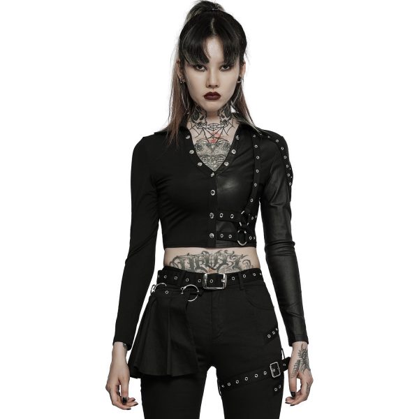 vente en ligne PUNK RAVE Crop Top ‘Lamia’ Noir 3