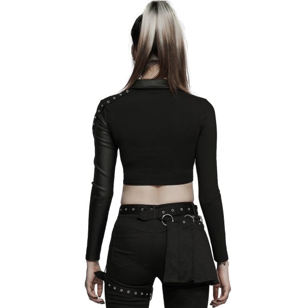 vente en ligne PUNK RAVE Crop Top ‘Lamia’ Noir 4