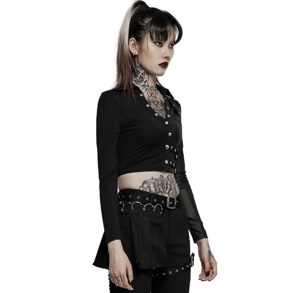 vente en ligne PUNK RAVE Crop Top ‘Lamia’ Noir 5