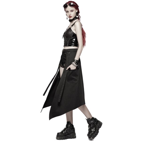 PUNK RAVE Demi-Jupe ‘Hegoa’ Noire en ligne 5