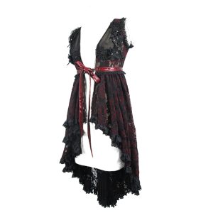 Authentic Original licence Eva Lady Déshabillé ‘Romantic Goth’ En Dentelle Rouge Et Noire 34