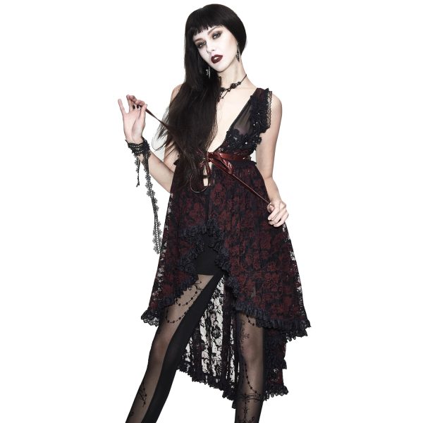 Authentic Original licence Eva Lady Déshabillé ‘Romantic Goth’ En Dentelle Rouge Et Noire 6