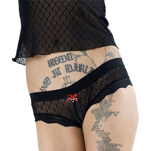 QUEEN OF DARKNESS Ensemble De Lingerie Noire Avec Rubans Rouges pas cher en vente 3