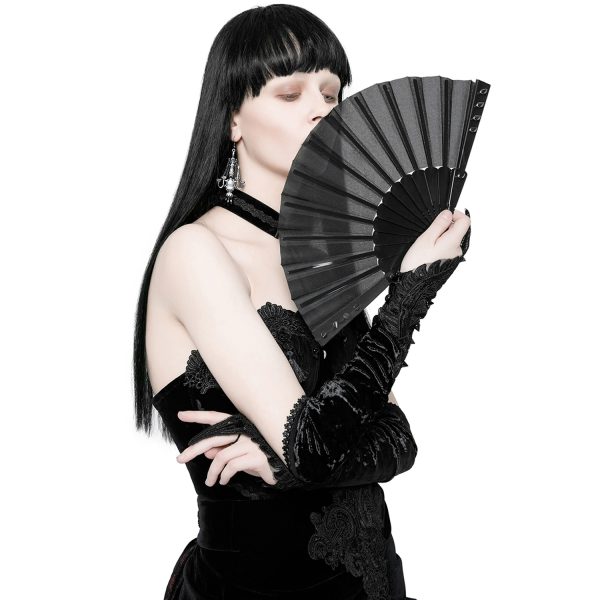PUNK RAVE Eventail ‘Gothic Spiked’ Noir achat pas cher 3