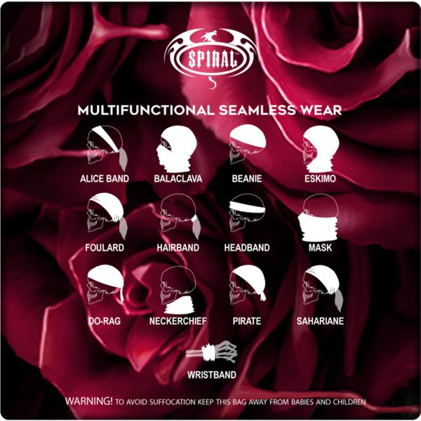 marques pas cher Spiral Direct Foulard Multifonctions ‘Blood Rose’ Noir 6