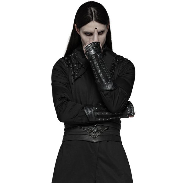 PUNK RAVE Gants Gothiques Pour Hommes ‘Nostromo’ Noirs magasin 3