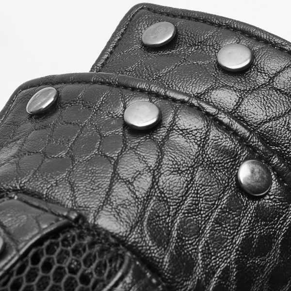 PUNK RAVE Gants Gothiques Pour Hommes ‘Nostromo’ Noirs magasin 5