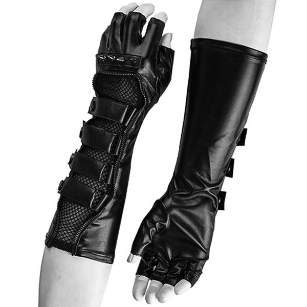 marque pas cher PUNK RAVE Gants Gothiques Pour Hommes ‘Predator’ Avec Boucles… 1