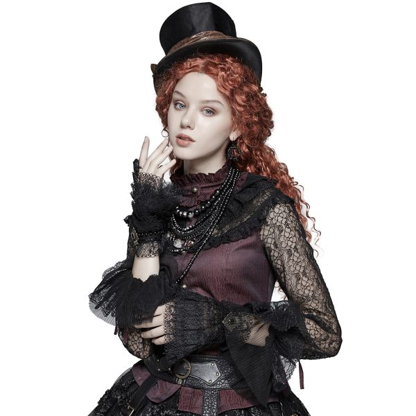 prix de gros PUNK RAVE Gants Steampunk ‘Eulalie’ En Dentelle Noire 3