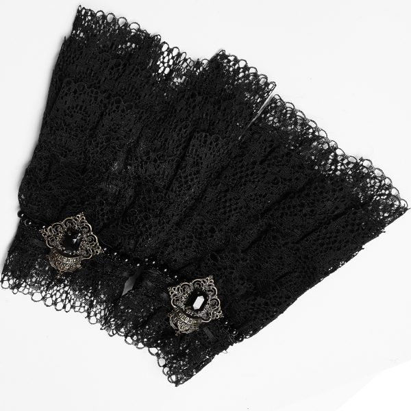 prix de gros PUNK RAVE Gants Steampunk ‘Eulalie’ En Dentelle Noire 5