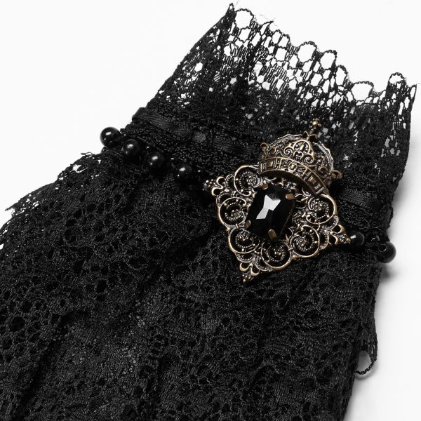 prix de gros PUNK RAVE Gants Steampunk ‘Eulalie’ En Dentelle Noire 9