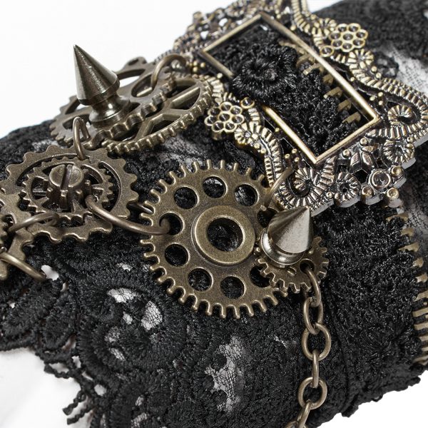 PUNK RAVE Gants Steampunk ‘Gears And Spikes’ En Dentelle remise en ligne 6