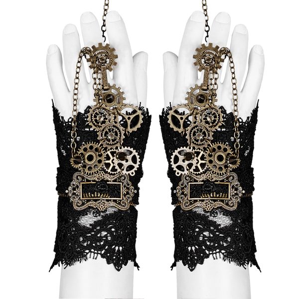 PUNK RAVE Gants Steampunk ‘Gears And Spikes’ En Dentelle remise en ligne 1