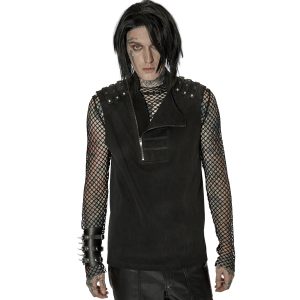 mode PUNK RAVE Gilet à Glissière Asymétrique ‘Xanthus’ Noir 19