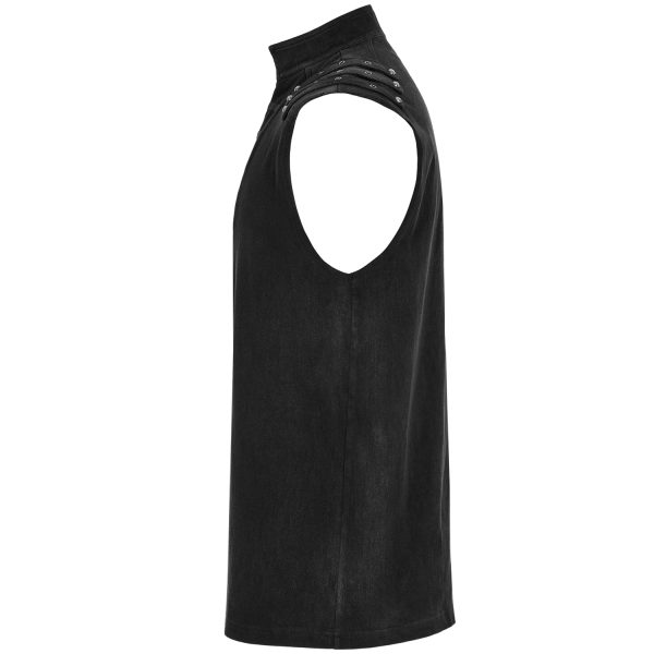 mode PUNK RAVE Gilet à Glissière Asymétrique ‘Xanthus’ Noir 12