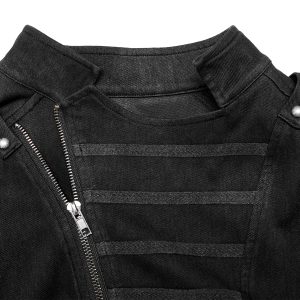 mode PUNK RAVE Gilet à Glissière Asymétrique ‘Xanthus’ Noir 39