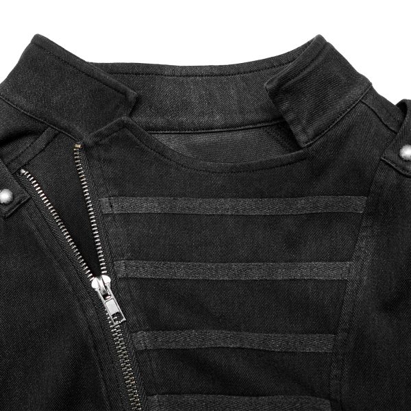 mode PUNK RAVE Gilet à Glissière Asymétrique ‘Xanthus’ Noir 13