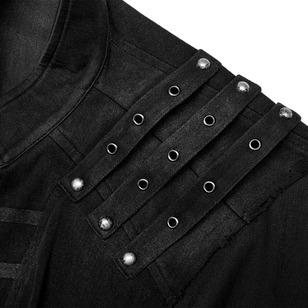 mode PUNK RAVE Gilet à Glissière Asymétrique ‘Xanthus’ Noir 14