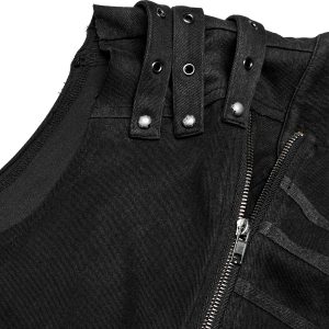 mode PUNK RAVE Gilet à Glissière Asymétrique ‘Xanthus’ Noir 43