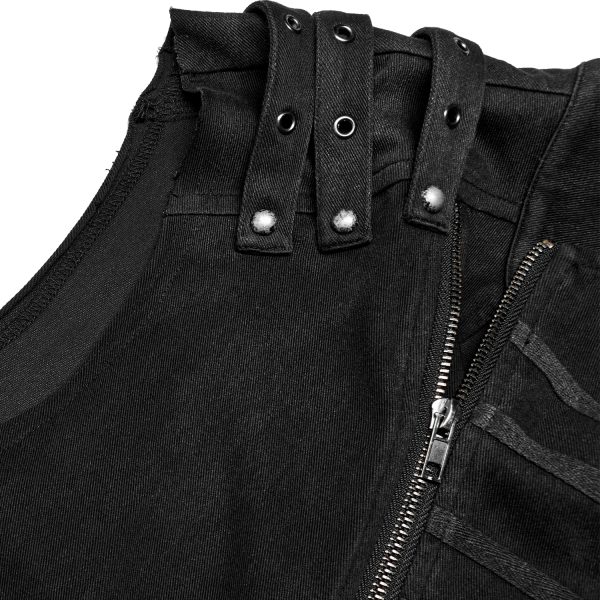 mode PUNK RAVE Gilet à Glissière Asymétrique ‘Xanthus’ Noir 15