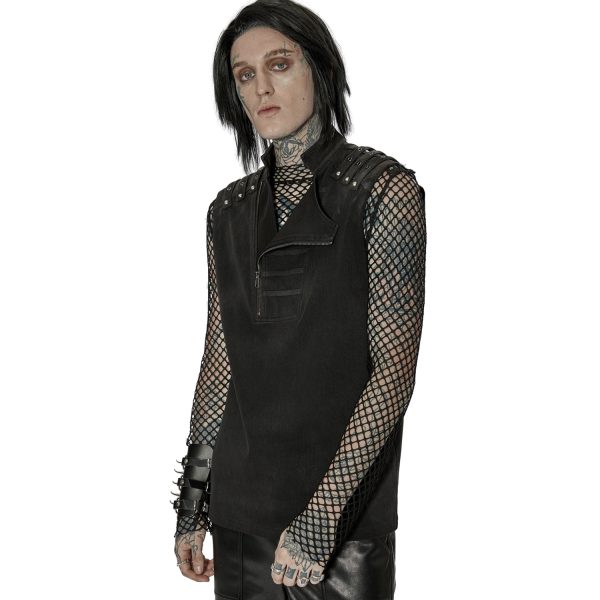 mode PUNK RAVE Gilet à Glissière Asymétrique ‘Xanthus’ Noir 5