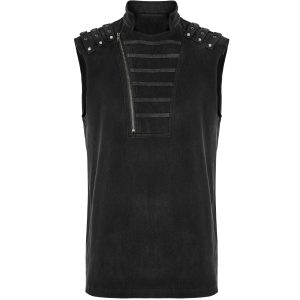 mode PUNK RAVE Gilet à Glissière Asymétrique ‘Xanthus’ Noir 33
