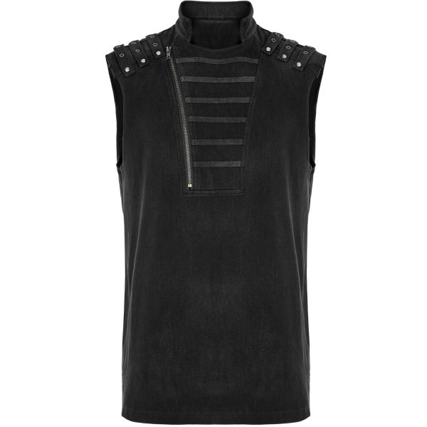 mode PUNK RAVE Gilet à Glissière Asymétrique ‘Xanthus’ Noir 10