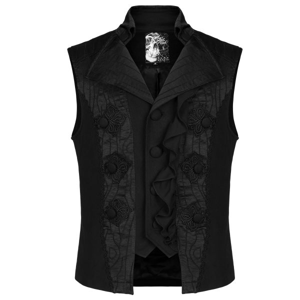 mode PUNK RAVE Gilet ‘Gothic Noble Jacquard’ Noir 8