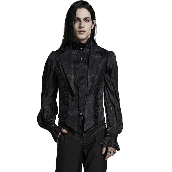 meilleur service PUNK RAVE Gilet Gothique à Revers ‘Saphrax’ Noir 3