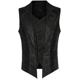 meilleur service PUNK RAVE Gilet Gothique à Revers ‘Saphrax’ Noir 42