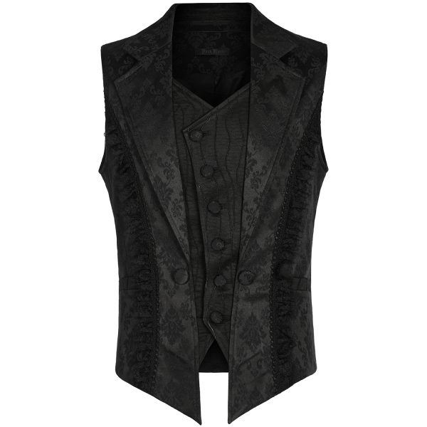 meilleur service PUNK RAVE Gilet Gothique à Revers ‘Saphrax’ Noir 1