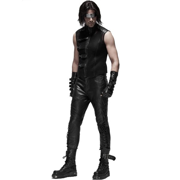 soldes pas cher PUNK RAVE Gilet Gothique ‘MeshMachine’ Noir 6