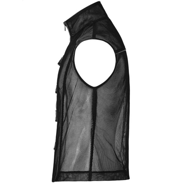soldes pas cher PUNK RAVE Gilet Gothique ‘MeshMachine’ Noir 8
