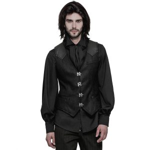 REMISE allant PUNK RAVE Gilet Gothique ‘Taurus’ Noir 22