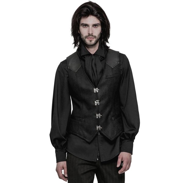 REMISE allant PUNK RAVE Gilet Gothique ‘Taurus’ Noir 6
