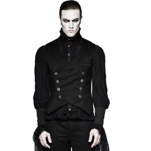soldes officiel PUNK RAVE Gilet Gothique Victorien ‘Cagliostro’ Noir 17