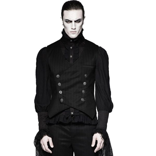 soldes officiel PUNK RAVE Gilet Gothique Victorien ‘Cagliostro’ Noir 3