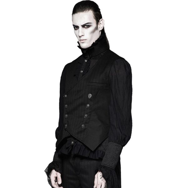 soldes officiel PUNK RAVE Gilet Gothique Victorien ‘Cagliostro’ Noir 5