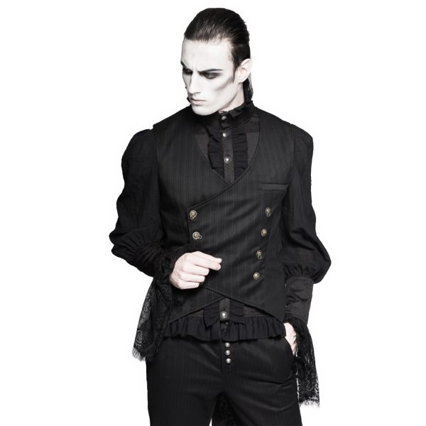 soldes officiel PUNK RAVE Gilet Gothique Victorien ‘Cagliostro’ Noir 6