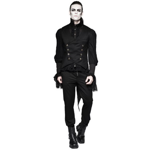 soldes officiel PUNK RAVE Gilet Gothique Victorien ‘Cagliostro’ Noir 8