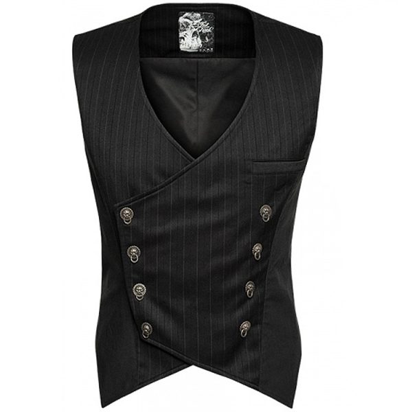 soldes officiel PUNK RAVE Gilet Gothique Victorien ‘Cagliostro’ Noir 9