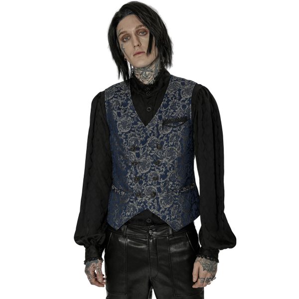 boutique PUNK RAVE Gilet ‘Lycidas’ En Jacquard Bleu 3