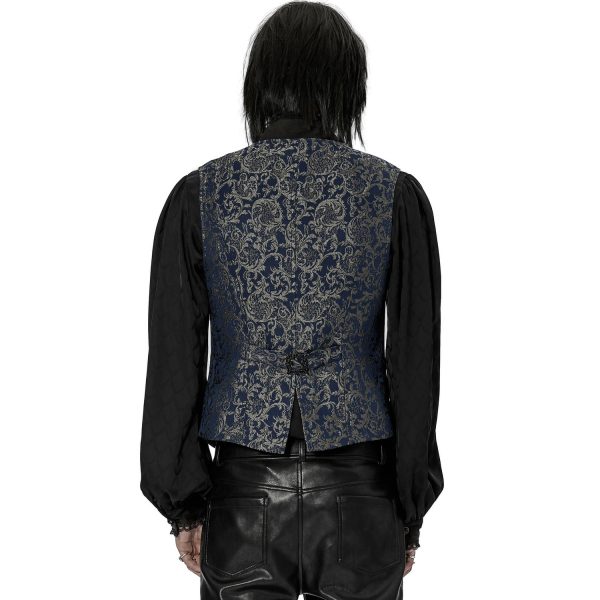 boutique PUNK RAVE Gilet ‘Lycidas’ En Jacquard Bleu 4