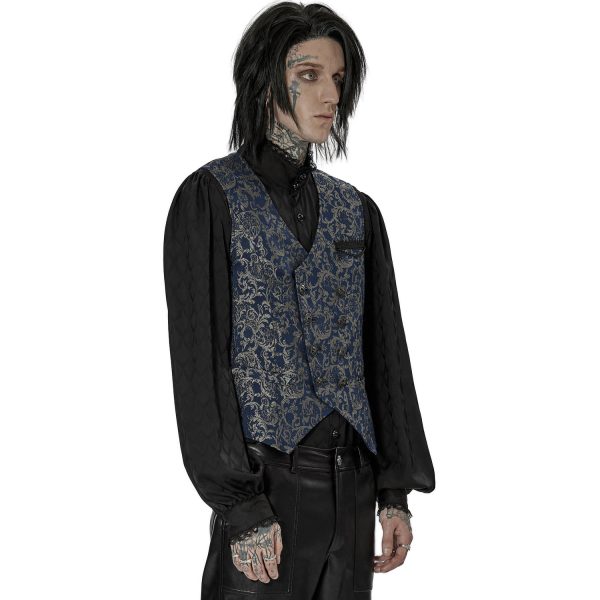 boutique PUNK RAVE Gilet ‘Lycidas’ En Jacquard Bleu 5